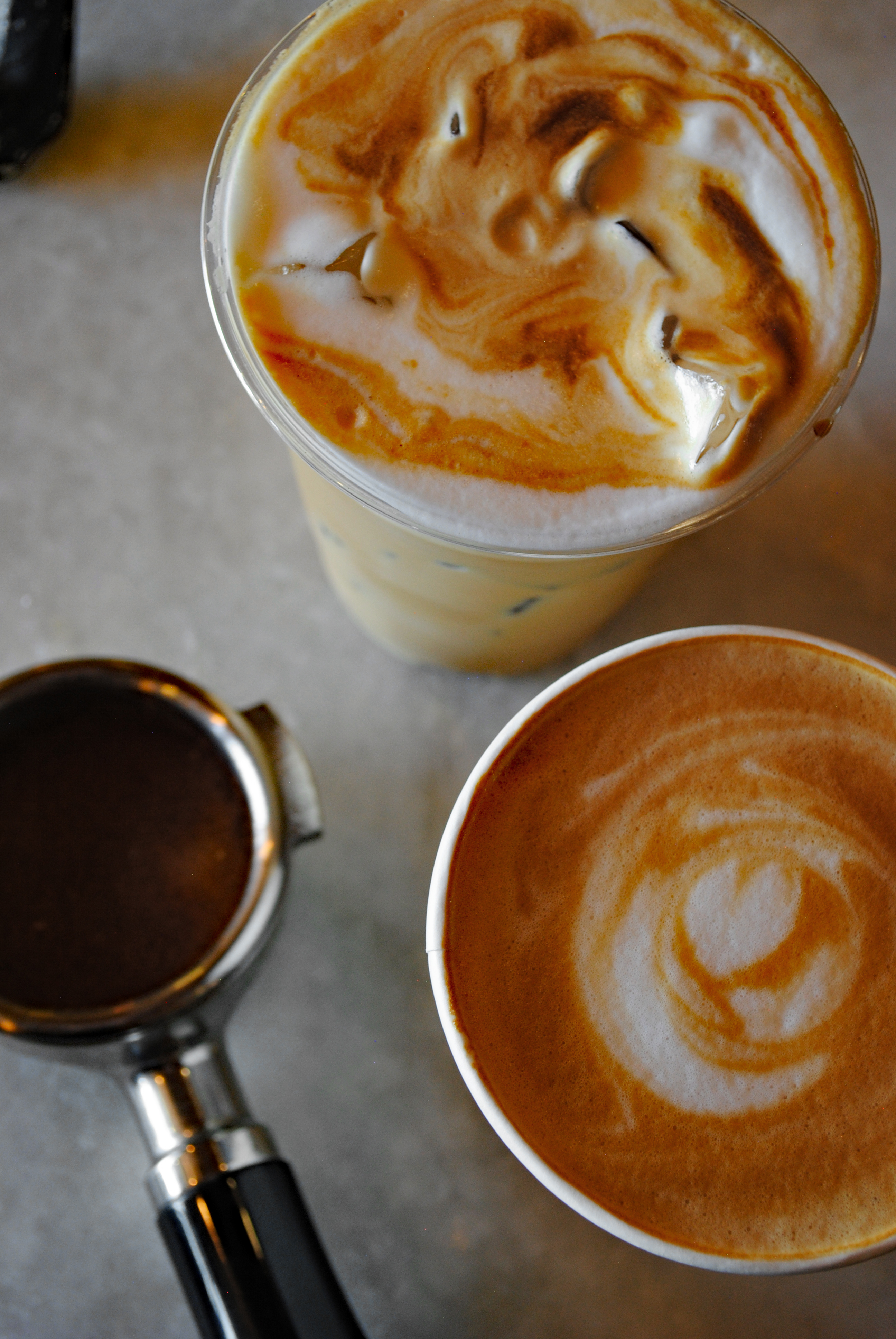 Espresso and milk poured into a Valo coffee cup.